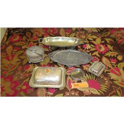 Qty 6 Mini Silver Plated Trays, Platters, Misc.