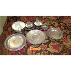 Qty 7 Misc. Silver Plated Trays and Bowls