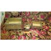 Image 1 : Antique Filigree Metal Boxes w/Gilt Overlay and Glass Lids