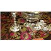 Image 2 : Silver Plated Server, Pair Candlesticks, Gravy Boat, 8 Napkin Rings