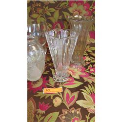 Qty 4 Tall Vases (Cut Crystal, Etched Relief, etc.) - 9" H to 11.5" H