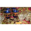 Image 2 : 4 Cobalt Blue Stemware w/Swag Gilt Border, 11 Misc. Glassware