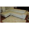Image 1 : Modern 3-Piece Gray Leather Sofa Sectional w/Large Ottoman - Lt. Gray (approx. 118" L)