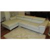 Image 2 : Modern 3-Piece Gray Leather Sofa Sectional w/Large Ottoman - Lt. Gray (approx. 118" L)