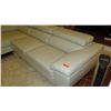 Image 3 : Modern 3-Piece Gray Leather Sofa Sectional w/Large Ottoman - Lt. Gray (approx. 118" L)