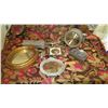 Image 1 : Misc. Lot: Bas Relief Silver Jewel Box, Mirrors, Ornamental Wall Hanging, Clock, Single Stem Vases