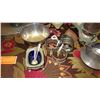 Image 2 : Large Misc. Lot: Silver Plated Tray, Bowls, Cups, Creamers, Condiment Bowls, etc.