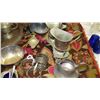 Image 3 : Large Misc. Lot: Silver Plated Tray, Bowls, Cups, Creamers, Condiment Bowls, etc.