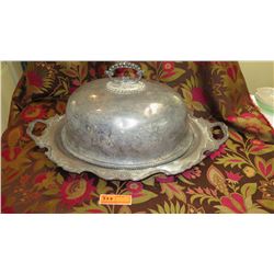 Large Silver Plated Server Tray w/Domed Lid - Engraved "Michael Sauve Hawaiian Life Millionnaire 198