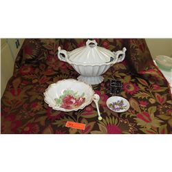 Misc. Lot: Ceramic Tureen, Vintage Bowl, Plate, Ceramic Spoon