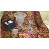 Image 1 : Large Cut Crystal Flower Urn, Oval Dish, Oval Trinket Box, Etch Glass Perfume Bottle