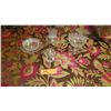 Image 1 : Qty 3 Ornate Raised Scrollwork Glass Bowls, Lidded Bowl & Crystal Spoon Holder