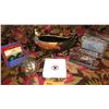 Image 1 : Misc. Lot: Miniature Collectible Car, Silver Plated Photo Album, Harvard Ceramic Ashtray, Chinese Ba