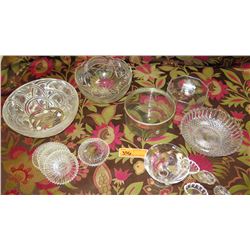 Qty 6 Crystal/Glass Bowls, 5 Taper Candle Holders, Mini Condiment Bowls