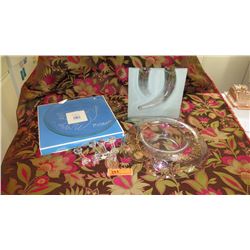 New Picasso Glass Plate, Glass Server, Contemporary Glass Vase, 5 Crystal Knife Rests