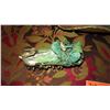 Image 3 : Antique Copper Plated Brass Tray w/Bird Ornamented Handles, Antique Metal Overlay Piece w/Crickets, 