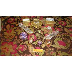 Cinderalla-Themed Lot: Glass Slippers, Glass Pumpkin Coach, Crown, Purple Gem, Embellished Egg