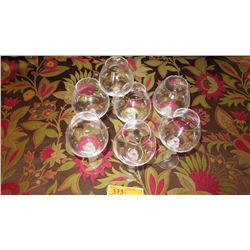 Qty 7 Frosted-Glass-Stemmed Wine Glasses