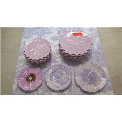 Rebecca Moses Lilac Lotus Porcelain Dinner Plates - 8 Lrg, 8 Sml & 3 Misc. Floral Plates