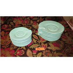 Rebecca Moses Aqua Seashell Porcelain Dinner Plates - 8 Lrg, 8 Sml