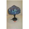 Image 1 : Tiffany Style Blue Dragonfly Motif Stained Glass Lamp - Approx. 22" H