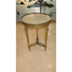 Round Gilded Neoclassical Side Table - 20" dia, 29" H