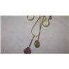 Image 2 : Jewelry: Art Nouveau Necklace w/Polished Amethyst & Semi-Precious Stones, Pair of Earrings