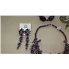 Image 2 : Jewelry: Violet Beaded Waterfall Drape Necklace, Purple Rhinestone Earrings,  Dangle Necklace, 2 Bra