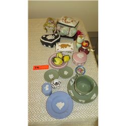 Large Lot: Trinket Boxes, Lemon Salt/Pepper Shakers, Fine China, etc.