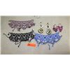 Image 1 : Jewelry: 3 Beaded Drape Necklaces (various colors), 2 Prs. Mother of Pearl Earrings