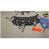 Image 2 : Jewelry: 3 Beaded Drape Necklaces (various colors), 2 Prs. Mother of Pearl Earrings