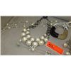 Image 4 : Jewelry: 5 White Pearl Necklaces (various styles, lengths), Lucite Bracelet