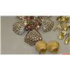 Image 2 : Jewelry: 2 Shell/Fish Motif Drape Necklaces w/Dangling Rhinestoned Clams, Pair: Clam Earrings