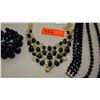 Image 2 : Jewelry: 2 Gold Tone Black-Bead Multi-Tiered Drape Necklaces, Black Bead Bracelet, Earrings