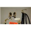Image 4 : Jewelry: 2 Gold Tone Black-Bead Multi-Tiered Drape Necklaces, Black Bead Bracelet, Earrings