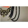 Image 5 : Jewelry: 2 Gold Tone Black-Bead Multi-Tiered Drape Necklaces, Black Bead Bracelet, Earrings