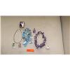 Image 1 : Jewelry: 2 Natural Polished Stone Necklaces, Rope Chain, Amethyst Pendant & 3 Misc. Pendants