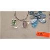 Image 2 : Jewelry: 2 Natural Polished Stone Necklaces, Rope Chain, Amethyst Pendant & 3 Misc. Pendants