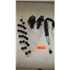 Image 1 : Jewelry: Clear Crystal-Bead Waterfall Drape Necklace, 4-Strand Blk Bead Bracelet, Bead Necklace, Ear