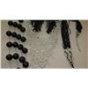 Image 3 : Jewelry: Clear Crystal-Bead Waterfall Drape Necklace, 4-Strand Blk Bead Bracelet, Bead Necklace, Ear