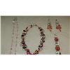 Image 3 : Jewelry: Cluster Strand Necklace (w/Semi-Precious Stones), Earrings, Bracelet, Single Strand Pink Cr