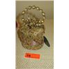 Image 1 : New Mary Frances Bag: Pink Satin Bucket Style w/Gold Mesh Leaf Cap