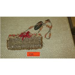 New Mary Frances Bag: Clutch Style - Gold Beads w/Red Coral Accents
