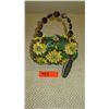 Image 1 : New Mary Frances Handbag: Green w/Yellow Satin Flowers