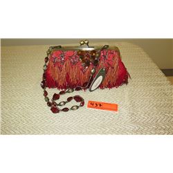 New Mary Frances Handbag: Jeweled Red/Coral Dangling Beads