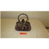 Image 1 : New Collectible Bag: Plum Bohemian Fabric, Petals Accent, Ring Handle