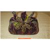 Image 2 : New Collectible Bag: Plum Bohemian Fabric, Petals Accent, Ring Handle