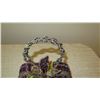 Image 3 : New Collectible Bag: Plum Bohemian Fabric, Petals Accent, Ring Handle