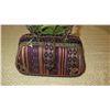 Image 5 : New Collectible Bag: Plum Bohemian Fabric, Petals Accent, Ring Handle