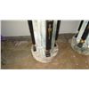 Image 4 : Pair: Solid Veined Marble Pedestals - Carved, Ormolu Details - 43" H, 19" dia.